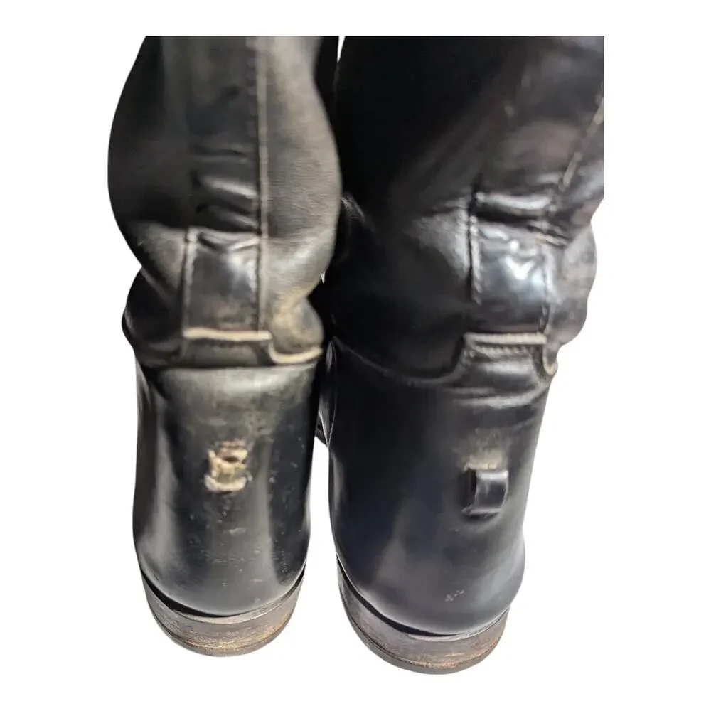 Grand Prix Black Leather Knee High Pull On Show Equestrian Riding Boots Sz 6